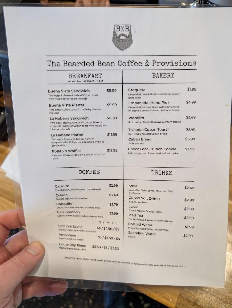 The Bearded Bean Coffee & Provisions Menu image 2
